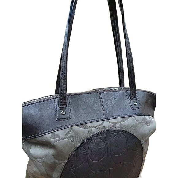 Coach Monogram Large Tote Shouldbag Brown Leather Canvas Purse - Picture 3 of 16